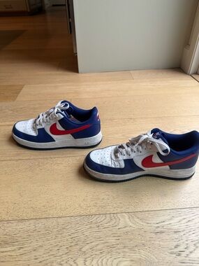 Nike Air Force Low-Top Sneakers White, Blue & Red size 10